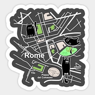 Map of Rome with Cats Sticker